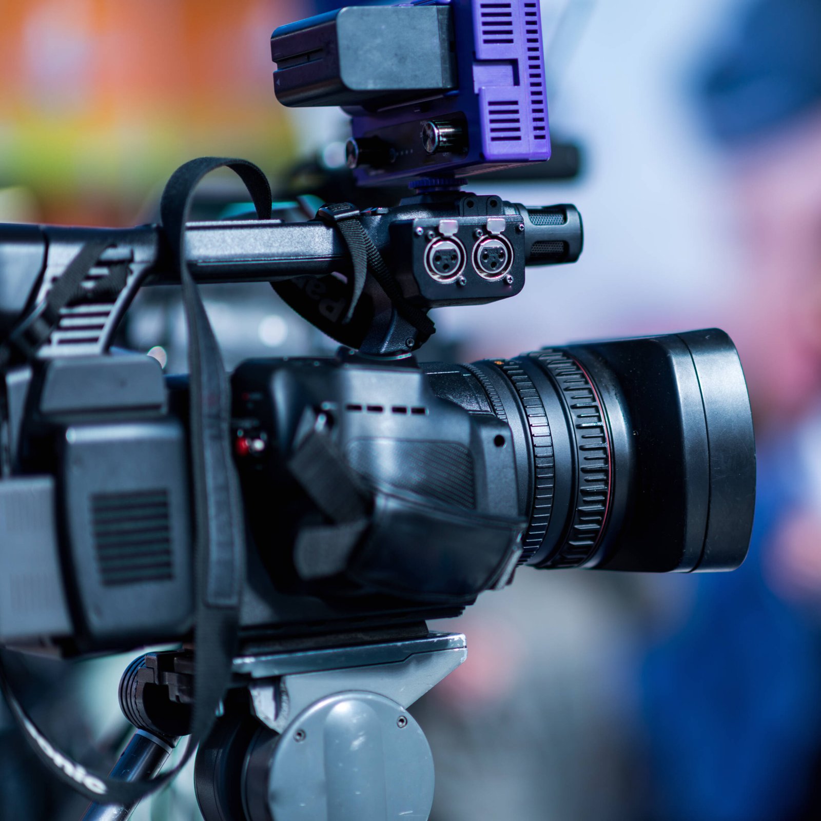 Camera at a media conference